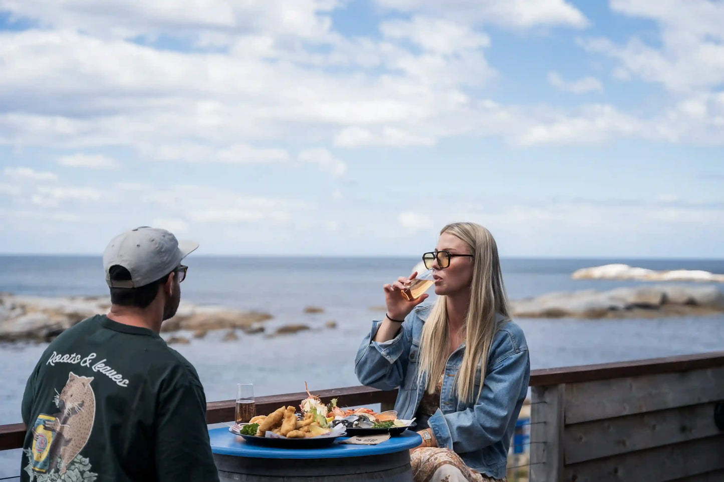 Couple having a meat at Bicheno Lobster Shack